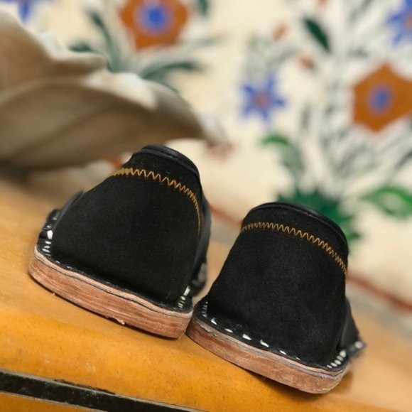 Artisan Crafted Black Suede Mens shoes from India main image 7